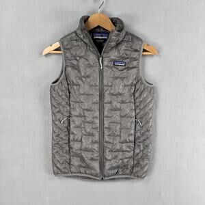 Patagonia Micro Puff Vest Womens Small Gray Quilted Insulated Zip Up Lightweight